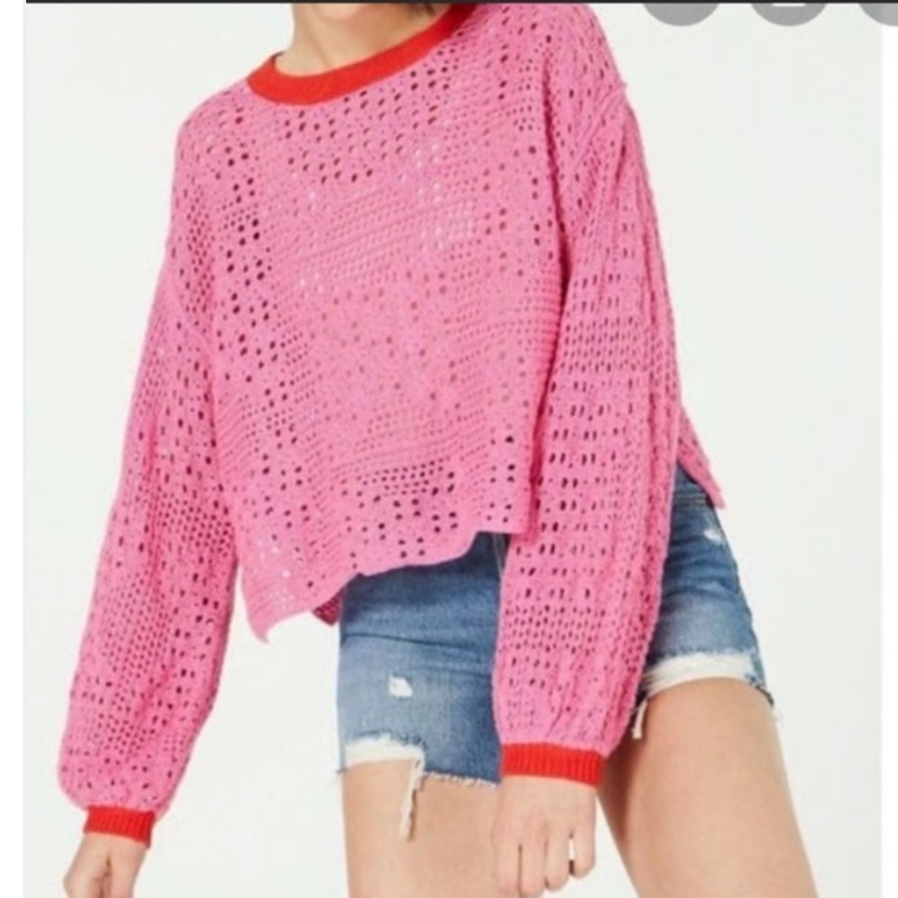 Free people sweater - bright pink knit